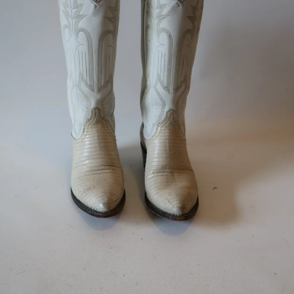 Dan Post White Heeled Boots - Picture 2 of 8